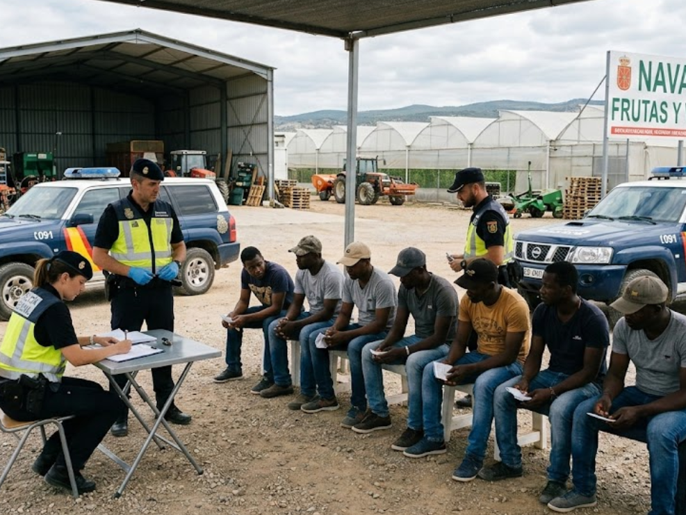 Se descubre a 45 personas migrantes trabajando en situación irregular y en condiciones duras.